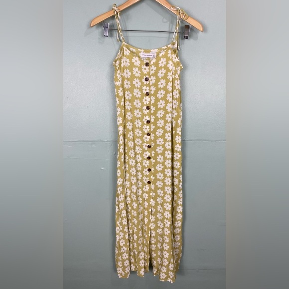 Faithfull The Brand Arrieta Daisy Midi Yellow Button Sun Dress Floral Sz 4 Small - Picture 2 of 7